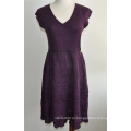 Elegante Mulheres sem mangas Knit V-Neck Sweater Dress